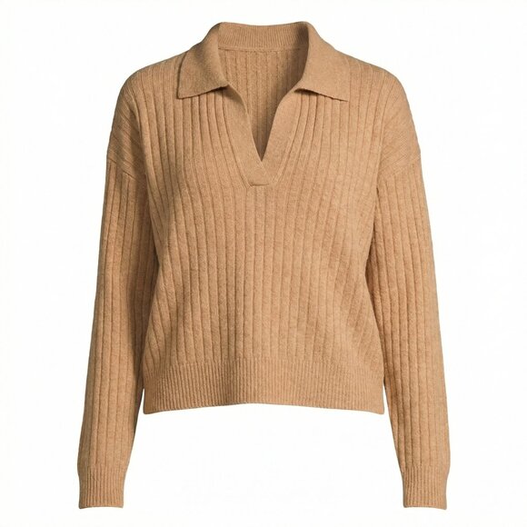 French Connection Sweaters - French Connection Vhari Collar Long Sleeve Sweater Brown Knit Women’s